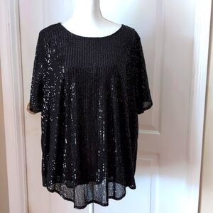 Torrid Abbey Black Sequin Top.  Size 2X 18-20. Evening Wear. Cocktail